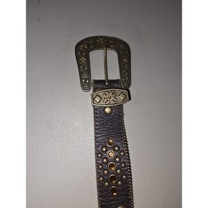 Brown‎ Leatherrhinestone Cross Belt With A Vintage Western Look. 33" To 35".